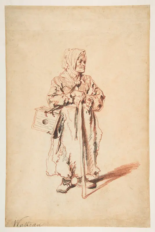 Standing Savoyarde with a Marmot Box Wall Art by Antoine Watteau - High-Resolution Digital Print