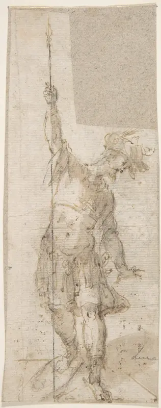 Standing Soldier with a Spear Wall Art by Anonymous, Spanish, School of Seville, 17th century - High-Resolution Digital Print