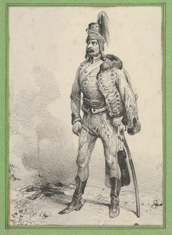 Standing soldier with his jacket on one shoulder Wall Art by Victor Adam - High-Resolution Digital Print