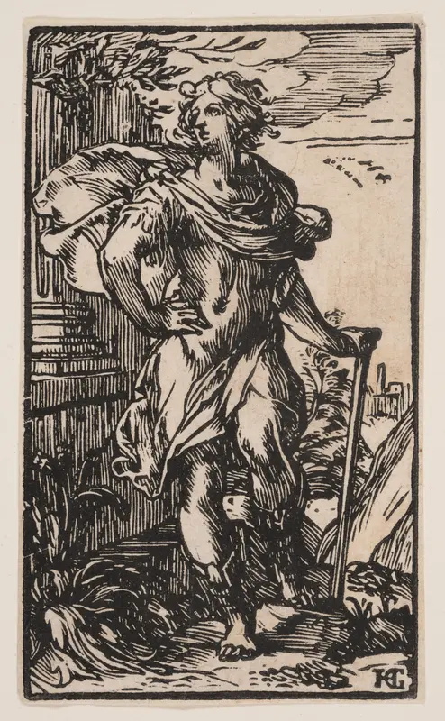 Standing Young Man with a Cane