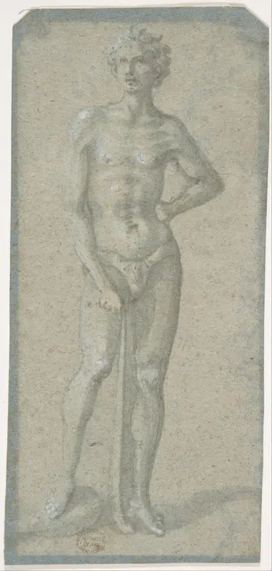 Standing Youth Holding a Club (recto); Temptation of Adam and Eve (verso) Wall Art by Domenico Veneziano - High-Resolution Digital Print