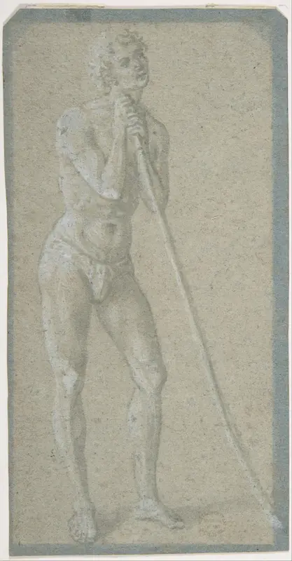 Standing Youth Leaning on a Long Staff (recto); Seated Man (verso) Wall Art by Domenico Veneziano - High-Resolution Digital Print