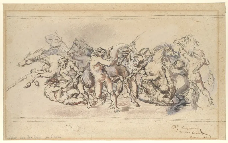 Start of the Race of the Barberi Horses, Rome Wall Art by Jean-Baptiste Carpeaux - High-Resolution Digital Print