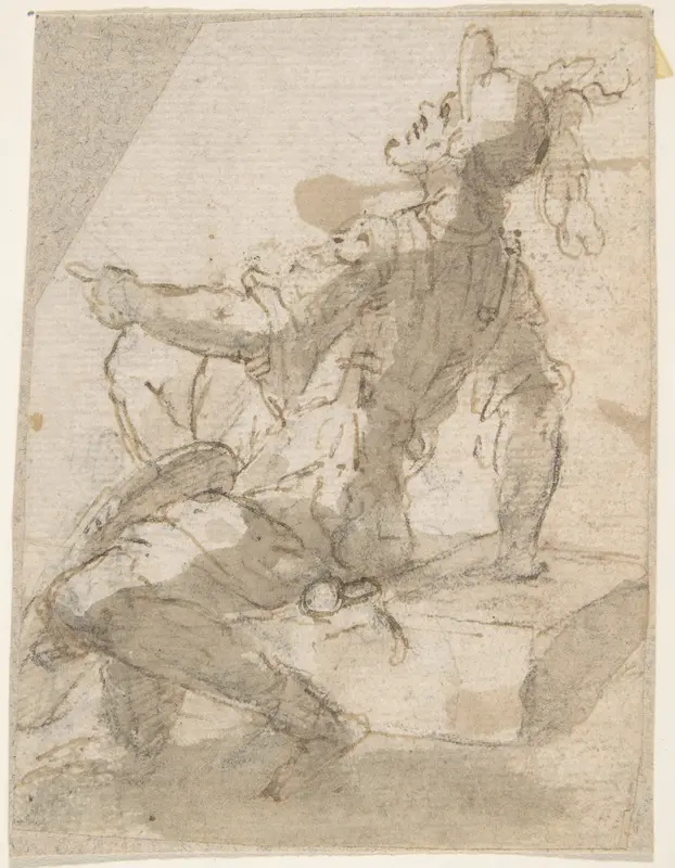 Startled Figure of a Soldier Seated on a Block Wall Art by Anonymous, Spanish, School of Seville, 17th century - High-Resolution Digital Print