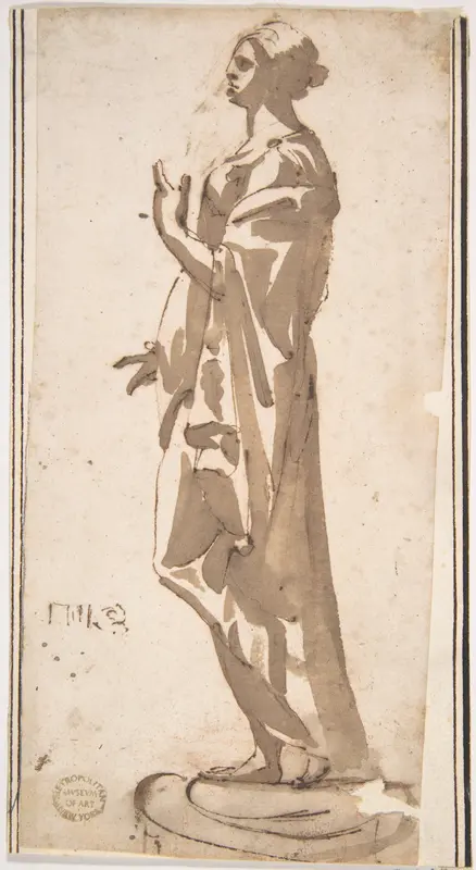 Statue of a Draped Female Figure Wall Art by Anonymous, Italian, 17th century - High-Resolution Digital Print