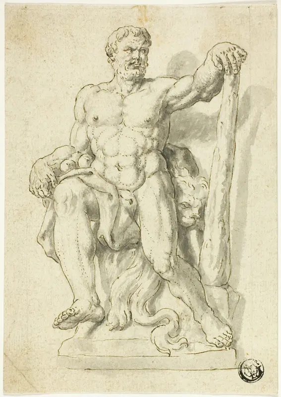 Statue of Seated Hercules Wall Art by Style of Raymond de Lafage - High-Resolution Digital Print