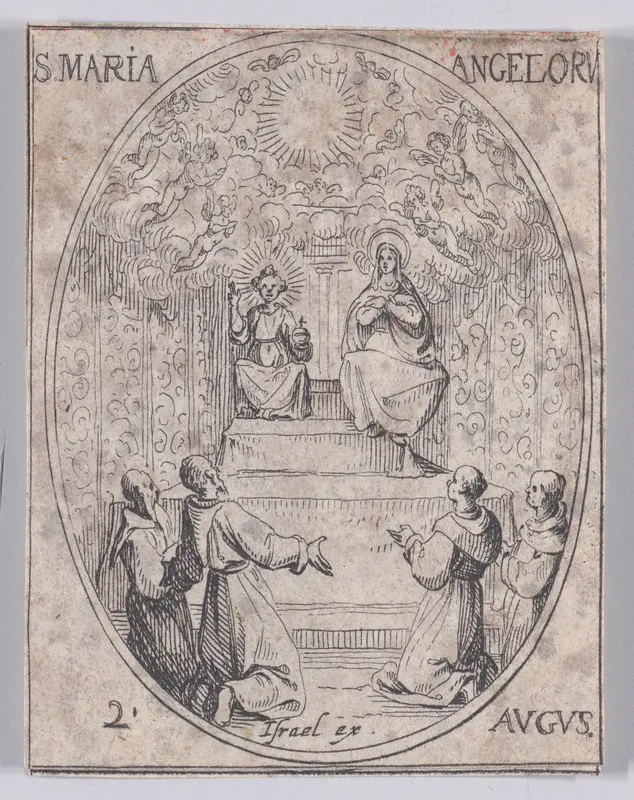 Ste. Marie-des-Anges (Our Lady of the Angels), August 2nd, from "Les Images De Tous Les Saincts et Saintes de L'Année" (Images of All of the Saints and Religious Events of the Year) Wall Art by Jacques Callot - High-Resolution Digital Print