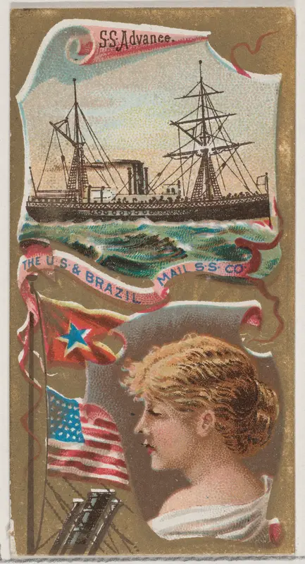 Steamship Advance, The U.S. and Brazil Mail Steamship Company, from the Ocean and River Steamers series (N83) for Duke brand cigarettes Wall Art by W. Duke, Sons & Co. - High-Resolution Digital Print
