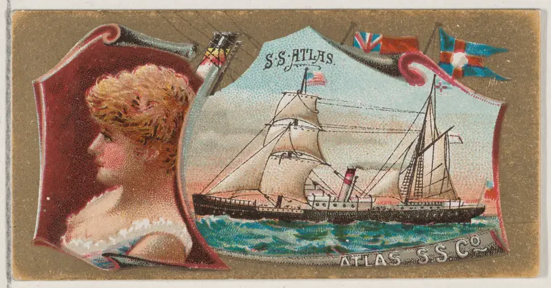 Steamship Atlas, Atlas Steamship Company, from the Ocean and River Steamers series (N83) for Duke brand cigarettes Wall Art by W. Duke, Sons & Co. - High-Resolution Digital Print