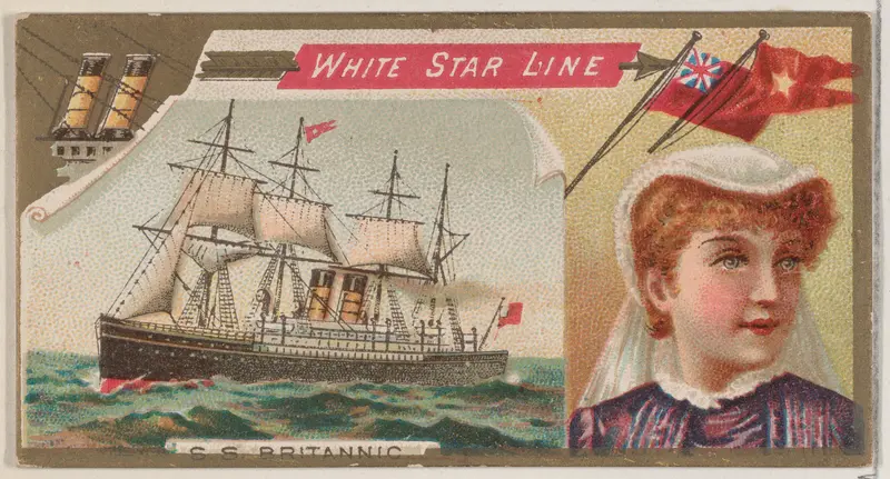 Steamship Britannic, White Star Line, from the Ocean and River Steamers series (N83) for Duke brand cigarettes Wall Art by W. Duke, Sons & Co. - High-Resolution Digital Print