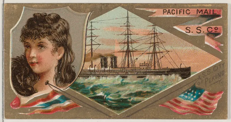 Steamship City of Peking, Pacific Mail Steamship Company, from the Ocean and River Steamers series (N83) for Duke brand cigarettes Wall Art by W. Duke, Sons & Co. - High-Resolution Digital Print