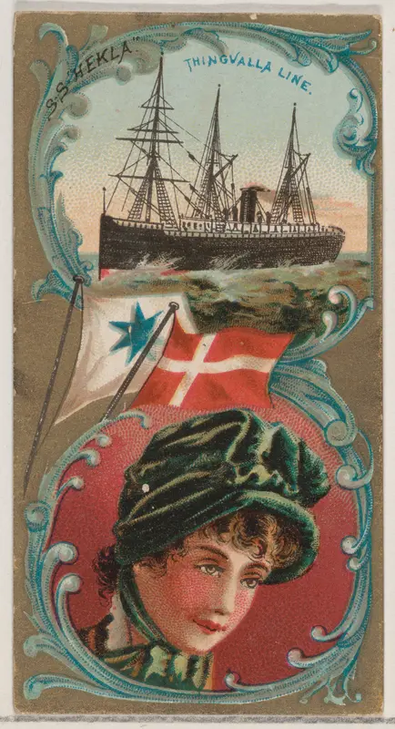 Steamship Hekla, Thingvalla Line, from the Ocean and River Steamers series (N83) for Duke brand cigarettes Wall Art by W. Duke, Sons & Co. - High-Resolution Digital Print