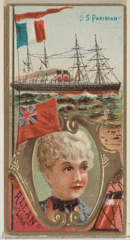 Steamship Parisian, Allan Line, from the Ocean and River Steamers series (N83) for Duke brand cigarettes Wall Art by W. Duke, Sons & Co. - High-Resolution Digital Print