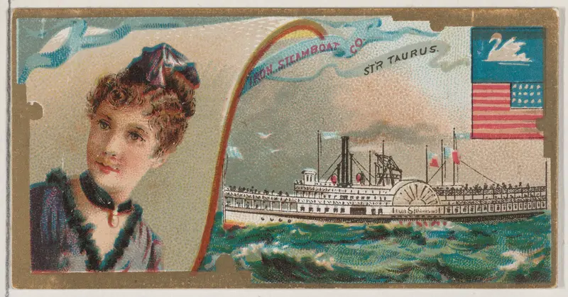 Steamship Taurus, Iron Steamboat Company, from the Ocean and River Steamers series (N83) for Duke brand cigarettes Wall Art by W. Duke, Sons & Co. - High-Resolution Digital Print