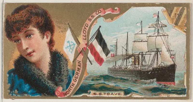 Steamship Trave, North German Lloyd Steamship Company, from the Ocean and River Steamers series (N83) for Duke brand cigarettes Wall Art by W. Duke, Sons & Co. - High-Resolution Digital Print