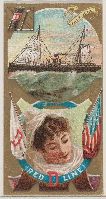 Steamship Valencia, Red D. Line, from the Ocean and River Steamers series (N83) for Duke brand cigarettes Wall Art by W. Duke, Sons & Co. - High-Resolution Digital Print