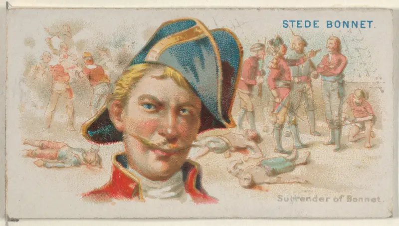 Stede Bonnet, Surrender of Bonnet, from the Pirates of the Spanish Main series (N19) for Allen & Ginter Cigarettes Wall Art by Allen & Ginter - High-Resolution Digital Print