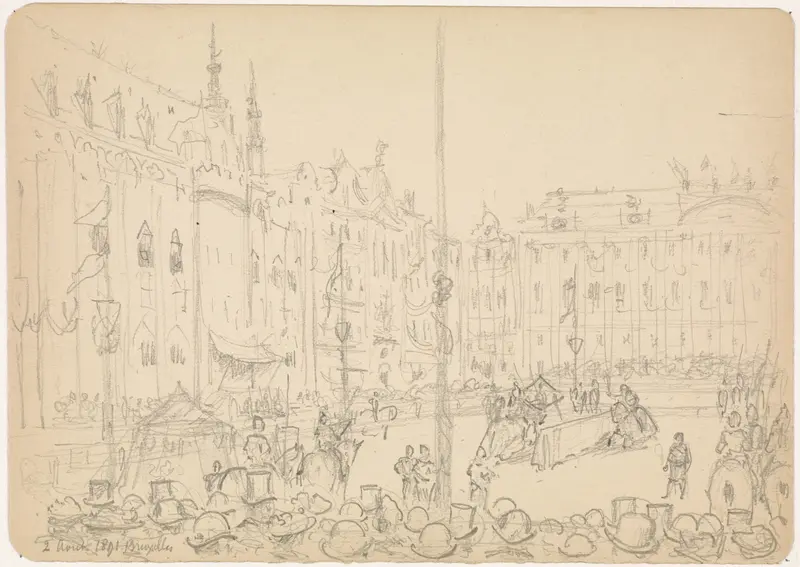 Steekspel op de Grote Markt te Brussel Wall Art by Willem de Famars Testas - High-Resolution Digital Print