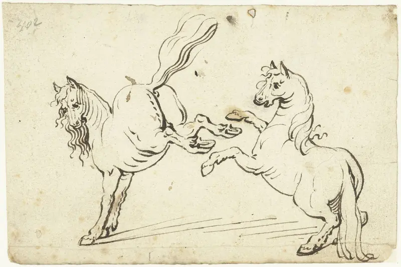 Steigerend en een galopperend paard Wall Art by Gerard ter Borch (I) - High-Resolution Digital Print