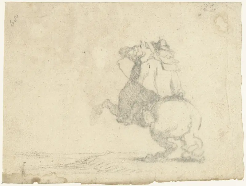 Steigerend paard met berijder Wall Art by Gerard ter Borch (II) - High-Resolution Digital Print