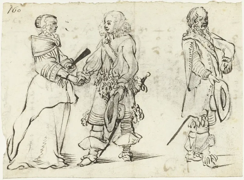 Stel dat elkaar een hand geeft en een afgewende man Wall Art by Gesina ter Borch - High-Resolution Digital Print