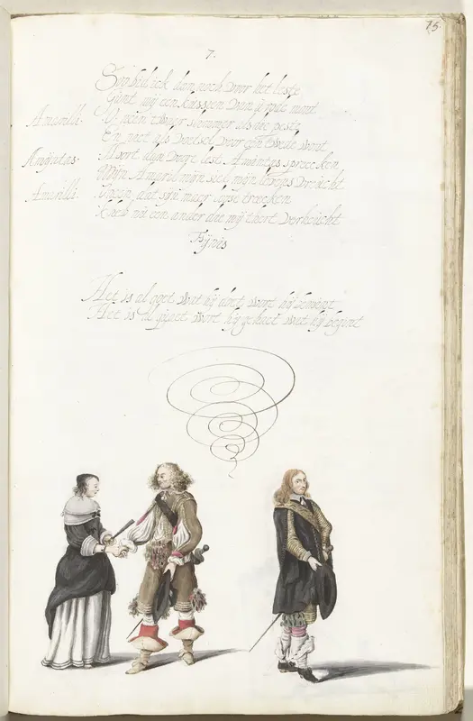 Stel in gesprek terwijl een tweede heer zich afwendt Wall Art by Gesina ter Borch - High-Resolution Digital Print