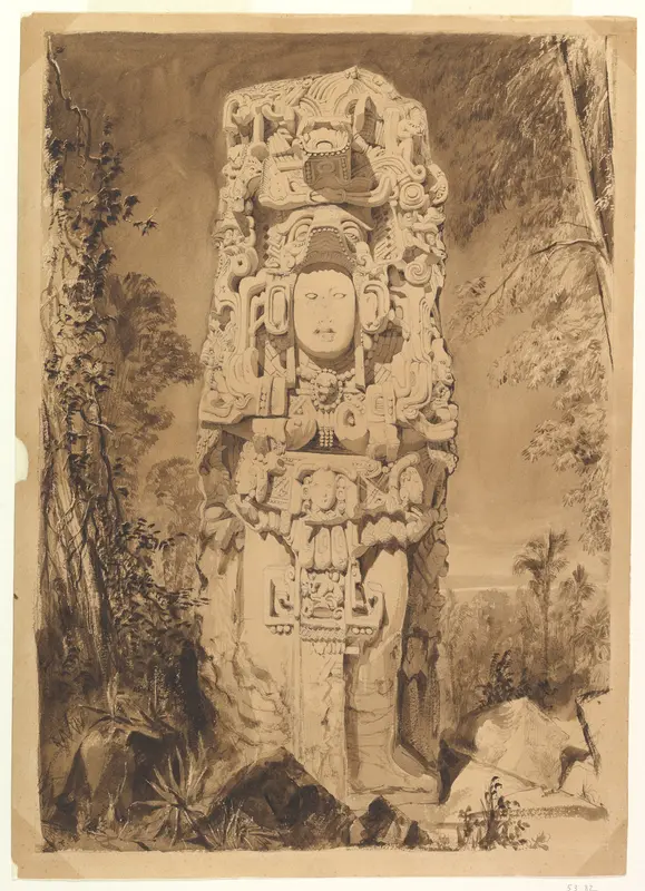 Stela at Copán Wall Art by Frederick Catherwood - High-Resolution Digital Print