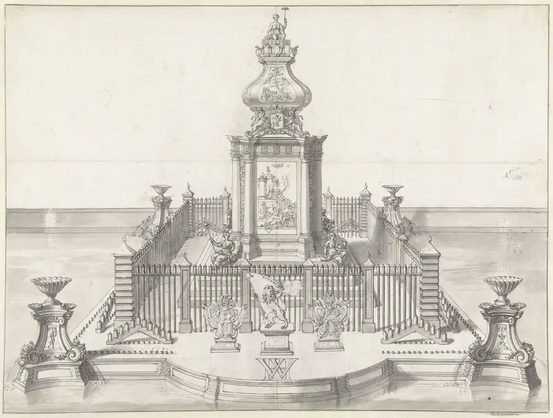 Stellage voor het vuurwerk bij de viering van de Vrede van Utrecht, 1713 Wall Art by Unknown - High-Resolution Digital Print