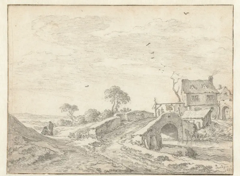 Stenen brug bij een herberg Wall Art by Pieter de Molijn - High-Resolution Digital Print