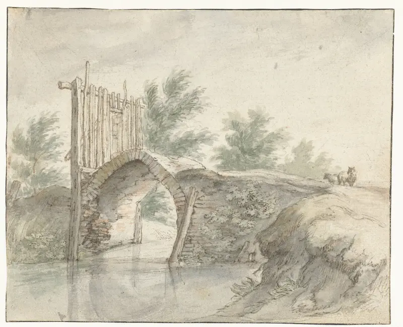 Stenen brug met een houten hek Wall Art by Abraham Bloemaert - High-Resolution Digital Print