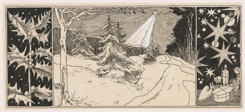 Ster schijnt op een winterlandschap Wall Art by Unknown - High-Resolution Digital Print