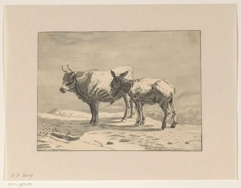 Stier en een ezel Wall Art by Jan Bedijs Tom - High-Resolution Digital Print