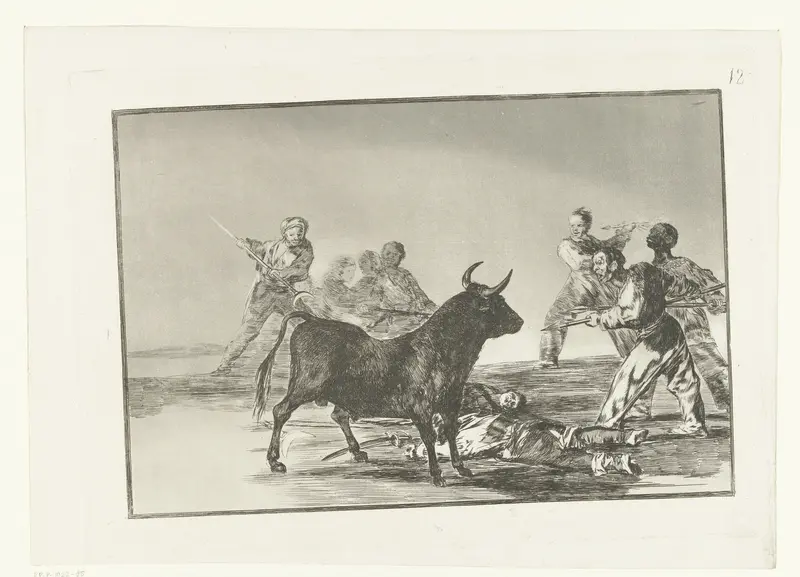 Stierenvechters rondom een stier Wall Art by Francisco de Goya - High-Resolution Digital Print