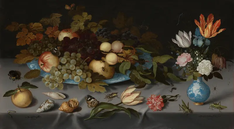 Still Life of Fruit and Flowers Wall Art by Unknown - High-Resolution Digital Print