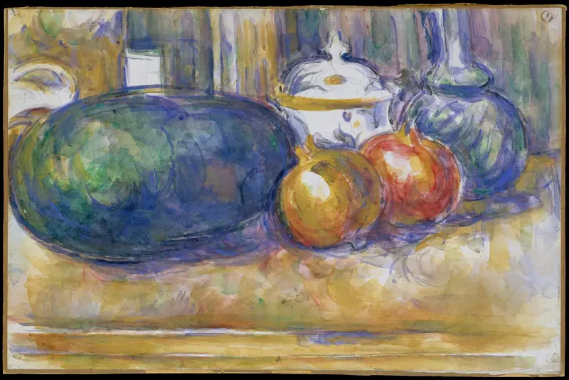 Still-Life with a Watermelon and Pomegranates Wall Art by Paul Cézanne - High-Resolution Digital Print
