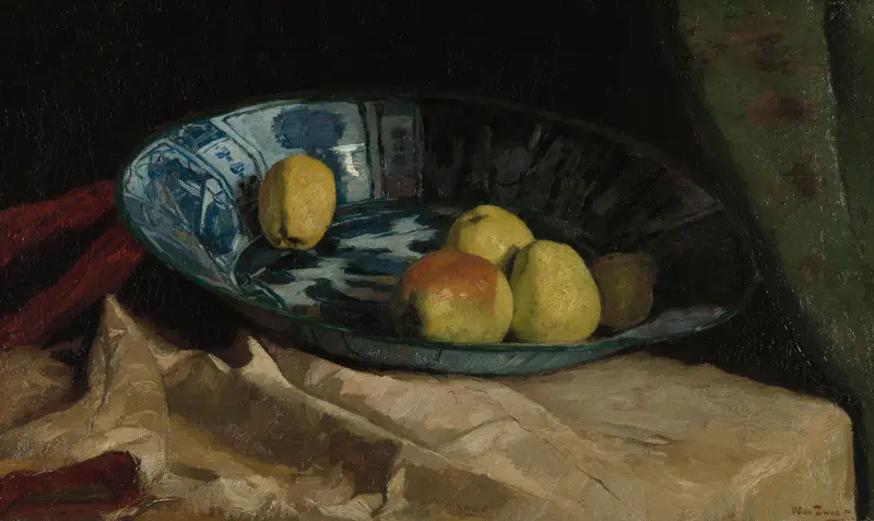 Still Life with Apples in a Delft Blue Bowl Wall Art by Unknown - High-Resolution Digital Print