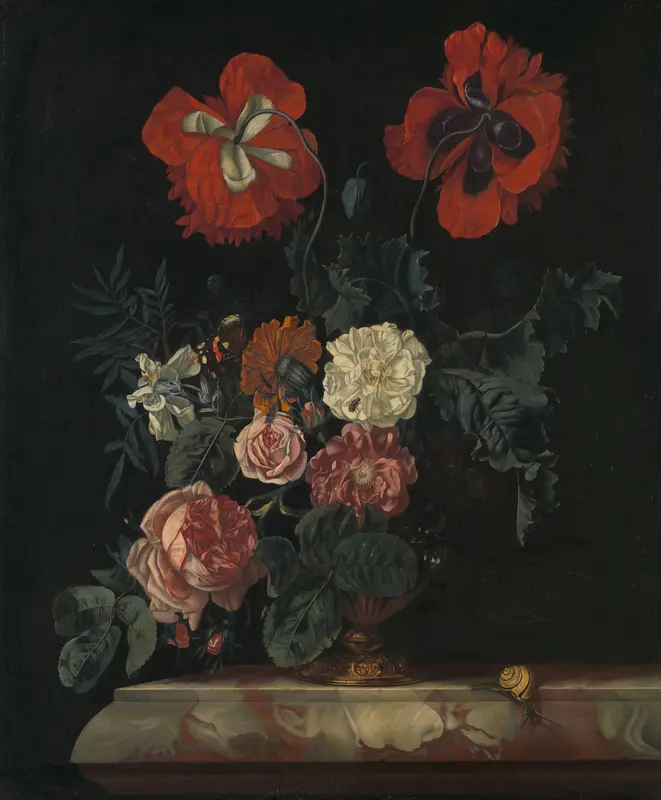 Still Life with Flowers Wall Art by Nicolaes Lachtropius - High-Resolution Digital Print