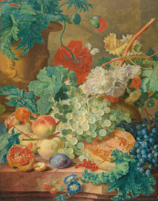 Still Life with Flowers and Fruit Wall Art by Jan van Huysum - High-Resolution Digital Print