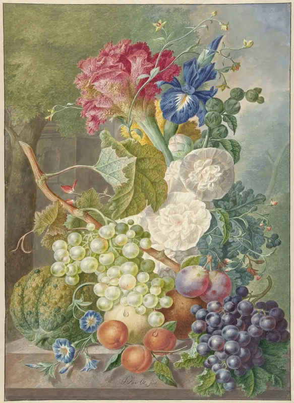 Still Life with Flowers and Fruit Wall Art by Jan van Os - High-Resolution Digital Print