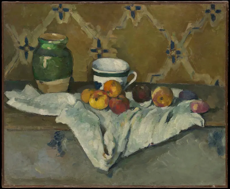 Still Life with Jar, Cup, and Apples Wall Art by Paul Cézanne - High-Resolution Digital Print