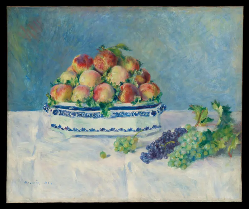 Still Life with Peaches and Grapes Wall Art by Auguste Renoir - High-Resolution Digital Print
