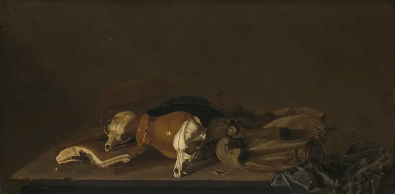 Still Life with Suckling-Pig Skulls Wall Art by anonymous - High-Resolution Digital Print