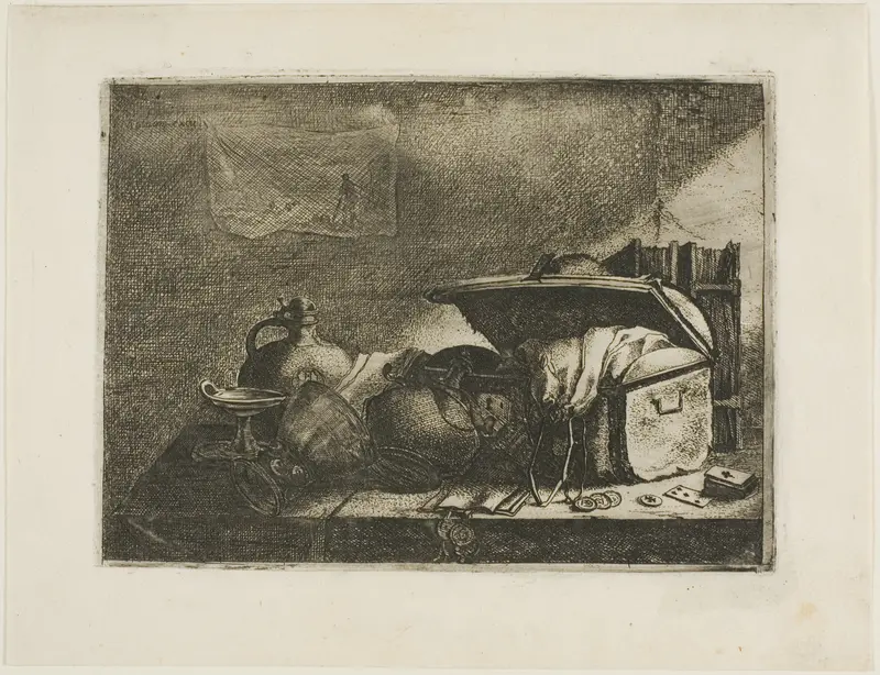 Still Life with Travelling Trunk Wall Art by Leonard Bramer - High-Resolution Digital Print