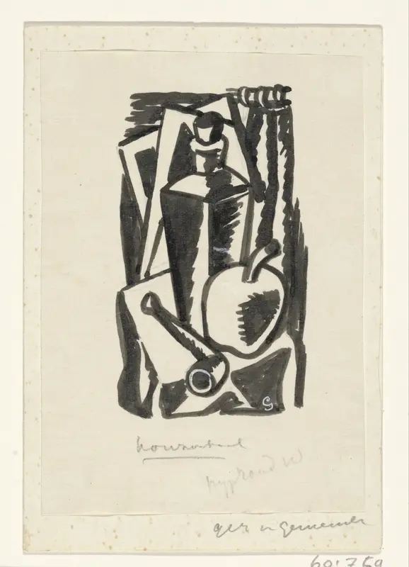 Stilleven met appel, pijp en fles Wall Art by Leo Gestel - High-Resolution Digital Print