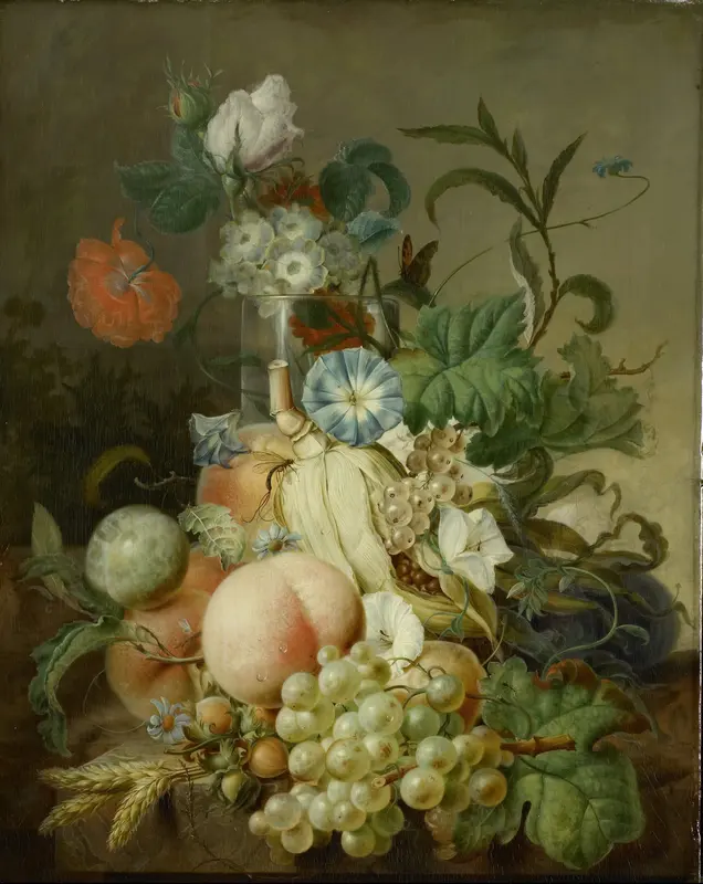 Stilleven met bloemen en fruit Wall Art by Jan Evert Morel (I) - High-Resolution Digital Print