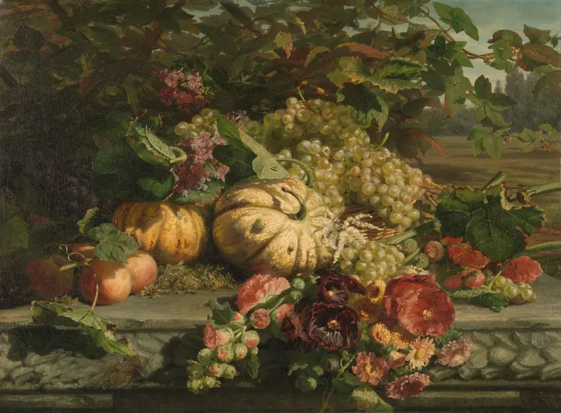 Stilleven met bloemen en vruchten Wall Art by Gerardina Jacoba van de Sande Bakhuyzen - High-Resolution Digital Print