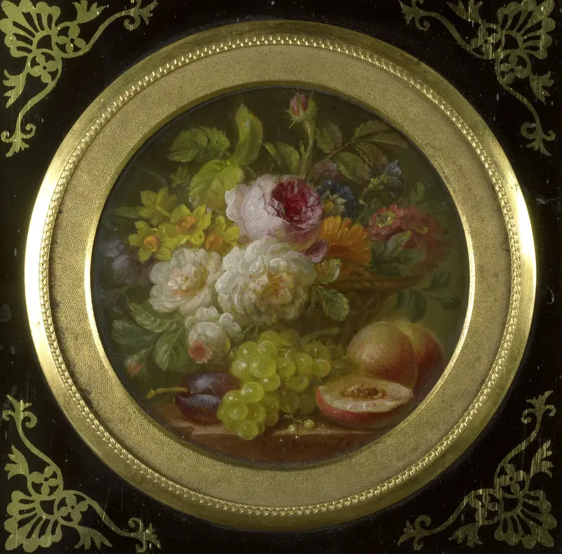 Stilleven met bloemen en vruchten