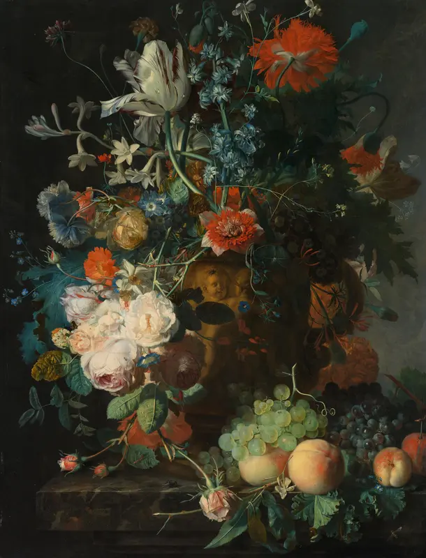 Stilleven met bloemen en vruchten Wall Art by Jan van Huysum - High-Resolution Digital Print
