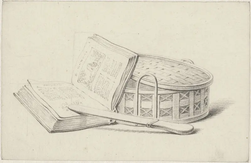 Stilleven met boek, briefopener en mandje Wall Art by Pieter de Goeje - High-Resolution Digital Print