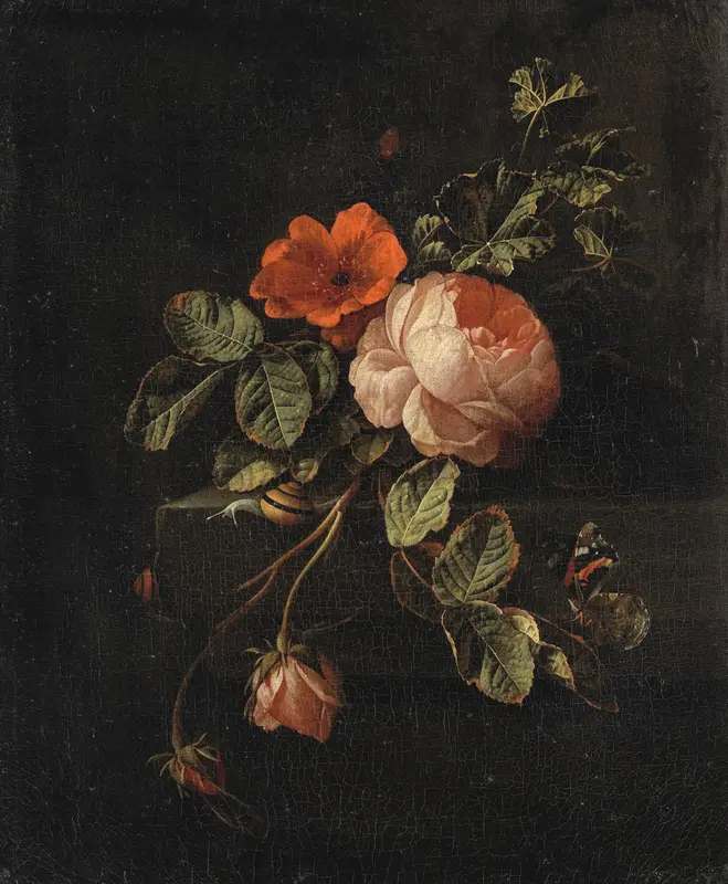 Stilleven met rozen Wall Art by Elias van den Broeck - High-Resolution Digital Print